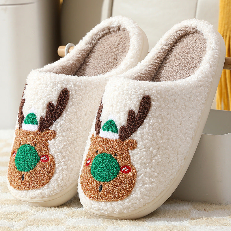 Christmas Shoes Winter Home Slippers Elk Soft Cozy Bedroom Slipper Slip On House Shoes – [CloudStep™ Comfort Slides]