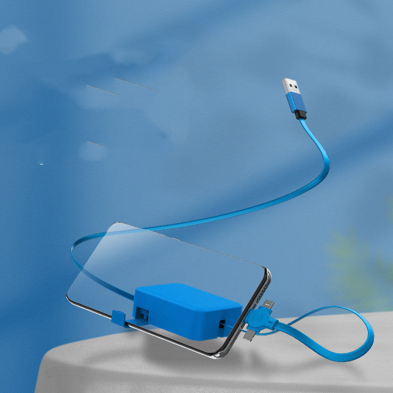 4-in-1 Retractable USB Cable – Macaron Type-C, Micro, iPhone Charger with Stand | Fast, Stable & Tangle-Free – [CloudStep™ Comfort Slides]