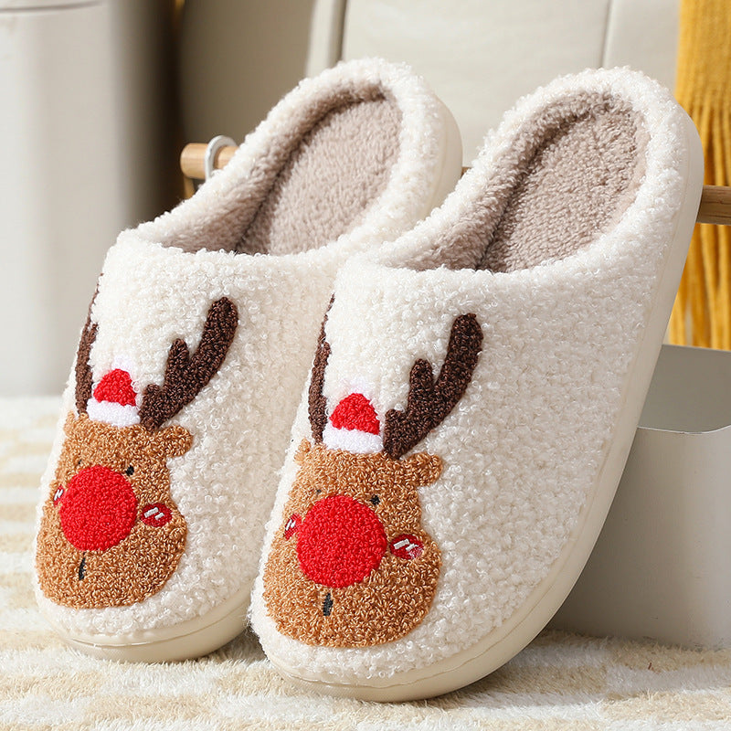 Christmas Shoes Winter Home Slippers Elk Soft Cozy Bedroom Slipper Slip On House Shoes – [CloudStep™ Comfort Slides]