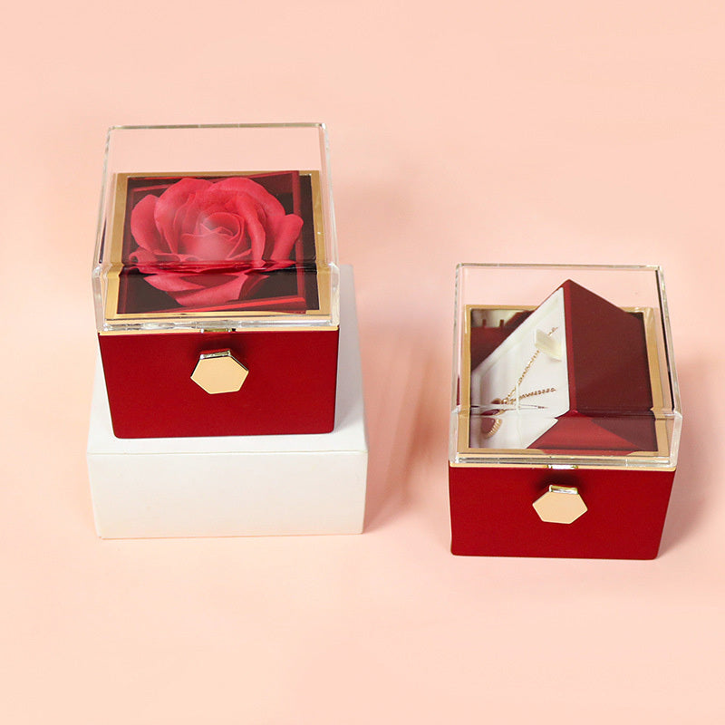 Rotating Soap Flower Rose Gift Box Creative Rotating Rose Jewelry Packaging Box Valentine's Day Gift For Women – [CloudStep™ Comfort Slides]
