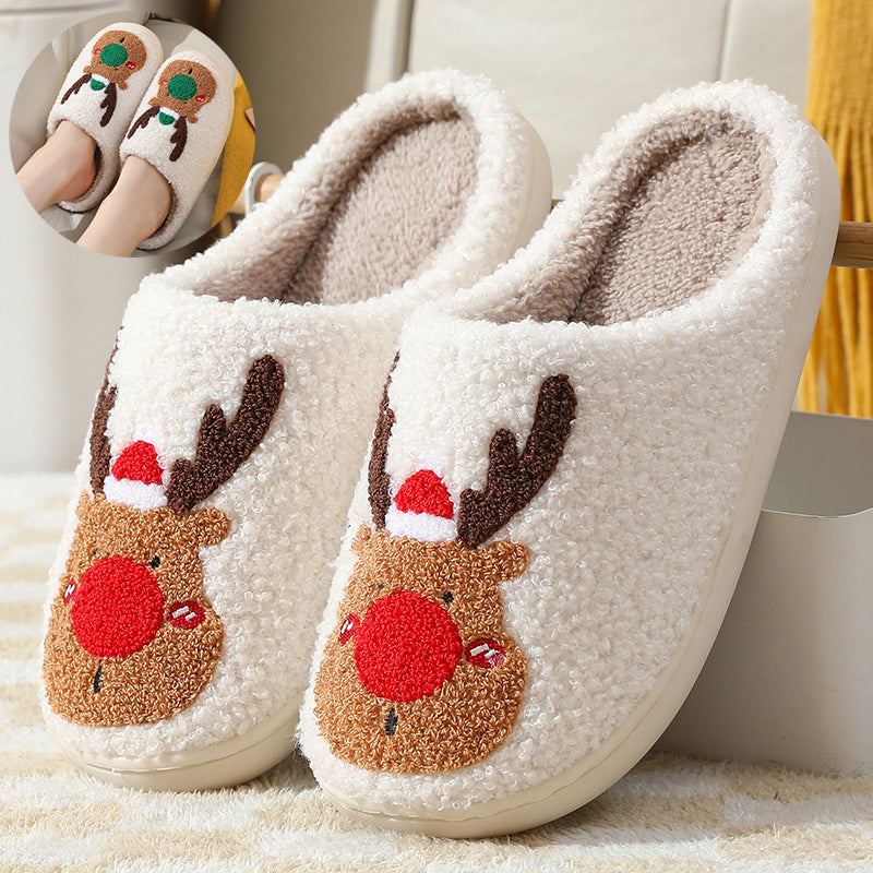Christmas Shoes Winter Home Slippers Elk Soft Cozy Bedroom Slipper Slip On House Shoes – [CloudStep™ Comfort Slides]