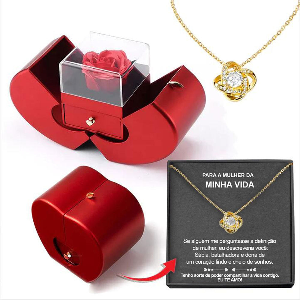 Fashion Jewelry Box Red Apple Christmas Gift Necklace Eternal Rose For Girl Mother's Day Valentine's Day Gifts With Artificial Flower Rose Flower Jewelry Box – [CloudStep™ Comfort Slides]