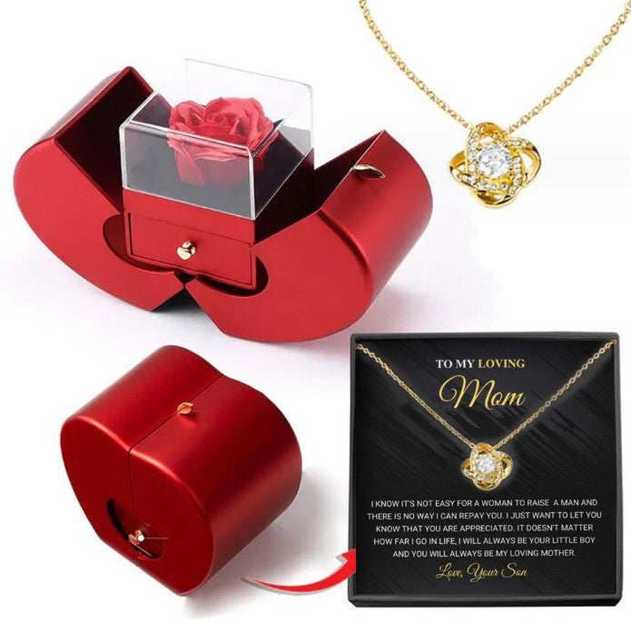 Fashion Jewelry Box Red Apple Christmas Gift Necklace Eternal Rose For Girl Mother's Day Valentine's Day Gifts With Artificial Flower Rose Flower Jewelry Box – [CloudStep™ Comfort Slides]