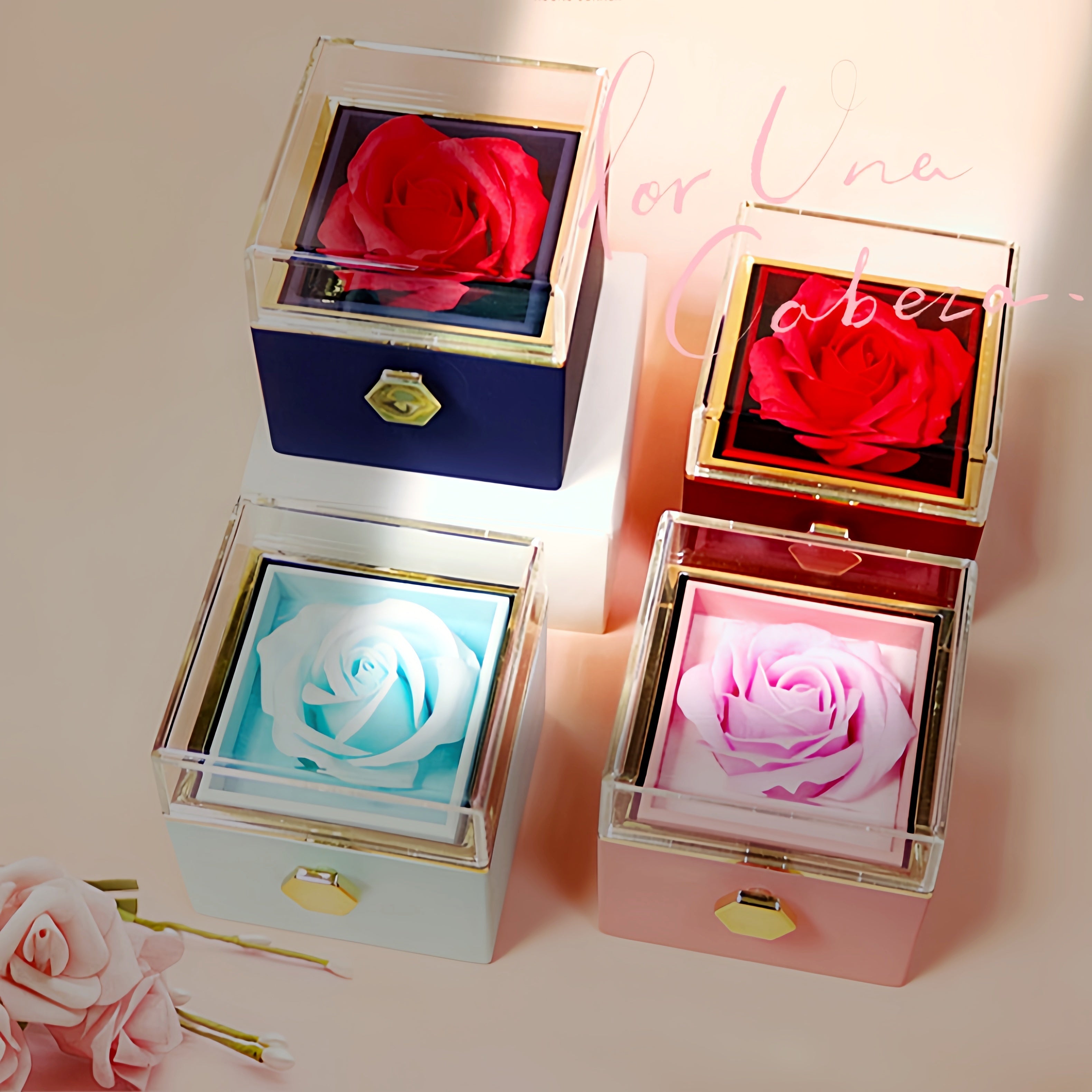 Rotating Soap Flower Rose Gift Box Creative Rotating Rose Jewelry Packaging Box Valentine's Day Gift For Women – [CloudStep™ Comfort Slides]