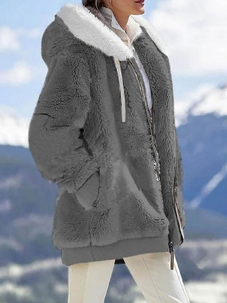 Fall And Winter Loose Plush Long Sleeves With Zippered Pockets And Hooded Warm Jacket – [CloudStep™ Comfort Slides]