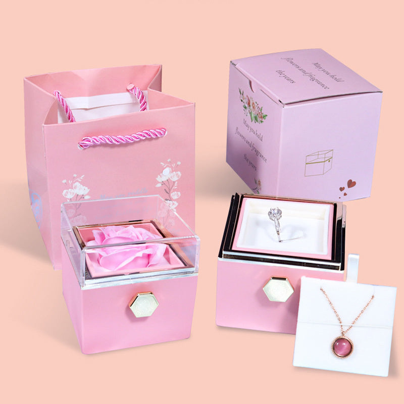 Rotating Soap Flower Rose Gift Box Creative Rotating Rose Jewelry Packaging Box Valentine's Day Gift For Women – [CloudStep™ Comfort Slides]