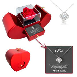 Fashion Jewelry Box Red Apple Christmas Gift Necklace Eternal Rose For Girl Mother's Day Valentine's Day Gifts With Artificial Flower Rose Flower Jewelry Box – [CloudStep™ Comfort Slides]