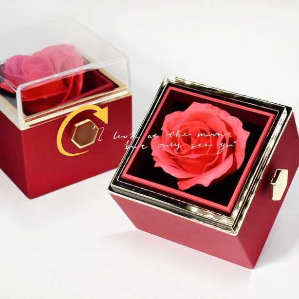 Rotating Soap Flower Rose Gift Box Creative Rotating Rose Jewelry Packaging Box Valentine's Day Gift For Women – [CloudStep™ Comfort Slides]