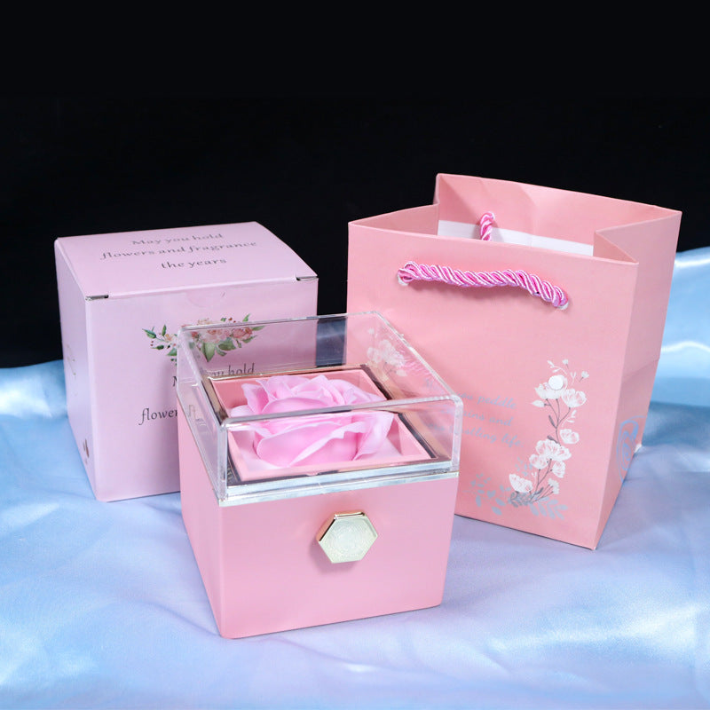 Rotating Soap Flower Rose Gift Box Creative Rotating Rose Jewelry Packaging Box Valentine's Day Gift For Women – [CloudStep™ Comfort Slides]