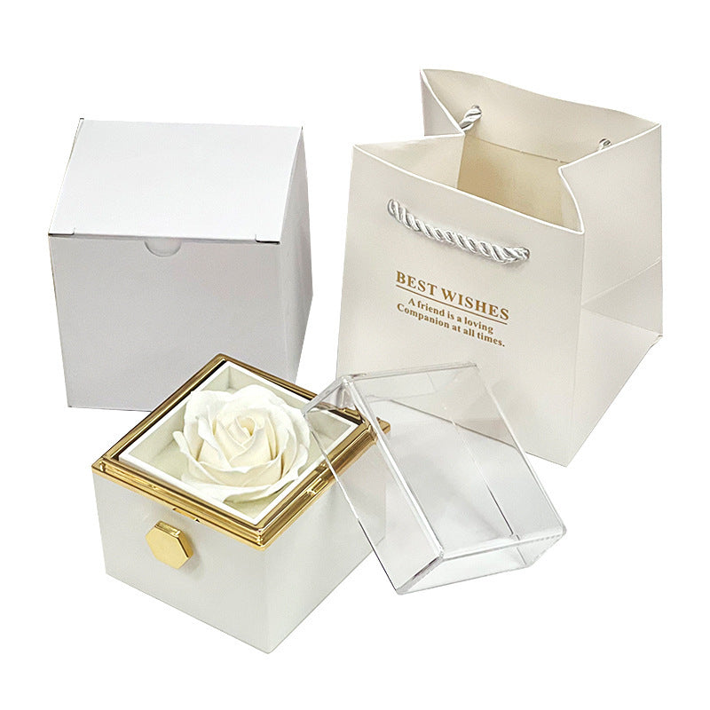 Rotating Soap Flower Rose Gift Box Creative Rotating Rose Jewelry Packaging Box Valentine's Day Gift For Women – [CloudStep™ Comfort Slides]